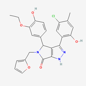 molecular formula C25H22ClN3O5 B14081510 3-(5-chloro-2-hydroxy-4-methylphenyl)-4-(3-ethoxy-4-hydroxyphenyl)-5-(furan-2-ylmethyl)-4,5-dihydropyrrolo[3,4-c]pyrazol-6(2H)-one 