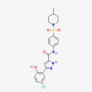 5-(5-chloro-2-hydroxyphenyl)-N-{4-[(4-methylpiperidin-1-yl)sulfonyl]phenyl}-1H-pyrazole-3-carboxamide