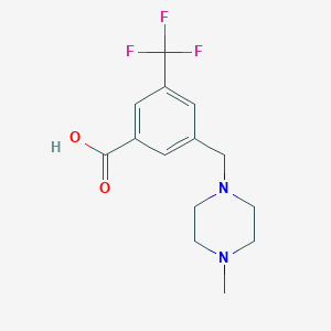 molecular formula C14H17F3N2O2 B1408163 3-((4-Methylpiperazin-1-yl)methyl)-5-(trifluoromethyl)benzoic acid CAS No. 1616670-62-2