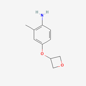 molecular formula C10H13NO2 B1408167 Benzenamine, 2-methyl-4-(3-oxetanyloxy)- CAS No. 1435954-31-6