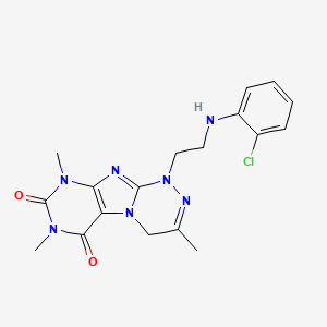 molecular formula C18H20ClN7O2 B14081690 1-{2-[(2-chlorophenyl)amino]ethyl}-3,7,9-trimethyl-1,4-dihydro[1,2,4]triazino[3,4-f]purine-6,8(7H,9H)-dione 