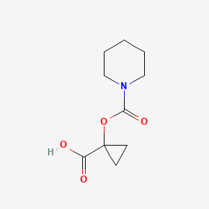 molecular formula C10H15NO4 B1408170 Piperidine-1-carboxylic acid 1-carboxycyclopropyl ester CAS No. 1447943-38-5