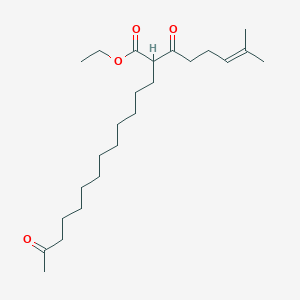 molecular formula C24H42O4 B14081710 Ethyl 2-(5-methylhex-4-enoyl)-14-oxopentadecanoate CAS No. 100807-47-4