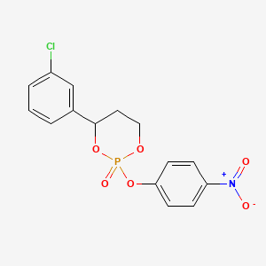 molecular formula C15H13ClNO6P B14081713 4-(3-Chlorophenyl)-2-(4-nitrophenoxy)-1,3,2-dioxaphosphinane 2-oxide 