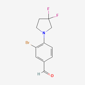molecular formula C11H10BrF2NO B1408178 3-Bromo-4-(3,3-difluoropyrrolidin-1-yl)benzaldehyde CAS No. 1707365-36-3