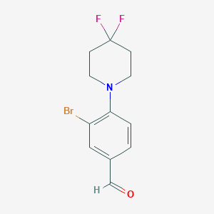 molecular formula C12H12BrF2NO B1408180 3-Bromo-4-(4,4-difluoropiperidin-1-yl)benzaldehyde CAS No. 1779119-88-8