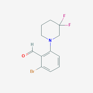 molecular formula C12H12BrF2NO B1408183 2-Bromo-6-(3,3-difluoropiperidin-1-yl)benzaldehyde CAS No. 1707357-89-8