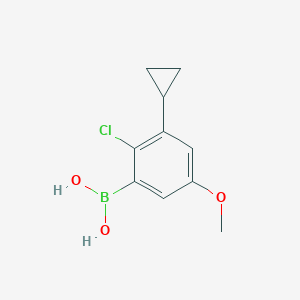 molecular formula C10H12BClO3 B14081840 (2-Chloro-3-cyclopropyl-5-methoxyphenyl)boronic acid 