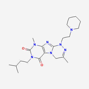 molecular formula C21H33N7O2 B14081842 3,9-dimethyl-7-(3-methylbutyl)-1-[2-(piperidin-1-yl)ethyl]-1,4-dihydro[1,2,4]triazino[3,4-f]purine-6,8(7H,9H)-dione 