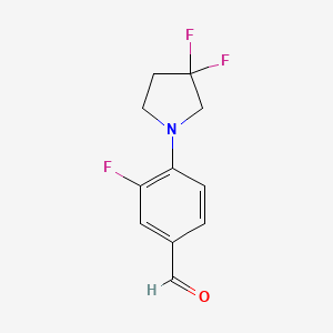 molecular formula C11H10F3NO B1408185 3-Fluoro-4-(3,3-difluoropyrrolidin-1-yl)benzaldehyde CAS No. 1627693-22-4