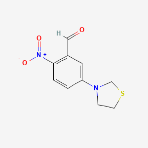 molecular formula C10H10N2O3S B1408187 2-Nitro-5-(thiazolidin-3-yl)benzaldehyde CAS No. 1707365-39-6