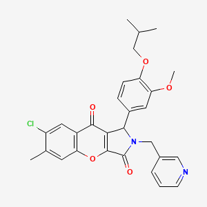 molecular formula C29H27ClN2O5 B14081872 7-Chloro-1-[3-methoxy-4-(2-methylpropoxy)phenyl]-6-methyl-2-(pyridin-3-ylmethyl)-1,2-dihydrochromeno[2,3-c]pyrrole-3,9-dione 