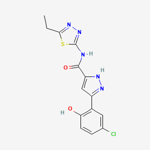 5-(5-chloro-2-hydroxyphenyl)-N-(5-ethyl-1,3,4-thiadiazol-2-yl)-1H-pyrazole-3-carboxamide