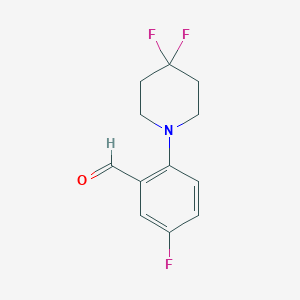 molecular formula C12H12F3NO B1408194 5-Fluoro-2-(4,4-difluoropiperidin-1-yl)benzaldehyde CAS No. 1779130-80-1