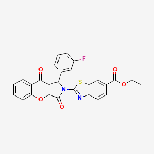 molecular formula C27H17FN2O5S B14082162 ethyl 2-[1-(3-fluorophenyl)-3,9-dioxo-3,9-dihydrochromeno[2,3-c]pyrrol-2(1H)-yl]-1,3-benzothiazole-6-carboxylate 