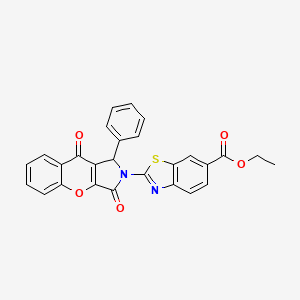 molecular formula C27H18N2O5S B14082217 ethyl 2-(3,9-dioxo-1-phenyl-3,9-dihydrochromeno[2,3-c]pyrrol-2(1H)-yl)-1,3-benzothiazole-6-carboxylate 