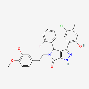 molecular formula C28H25ClFN3O4 B14082254 3-(5-chloro-2-hydroxy-4-methylphenyl)-5-[2-(3,4-dimethoxyphenyl)ethyl]-4-(2-fluorophenyl)-4,5-dihydropyrrolo[3,4-c]pyrazol-6(2H)-one 