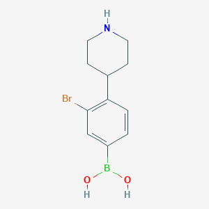 molecular formula C11H15BBrNO2 B14082328 (3-Bromo-4-(piperidin-4-yl)phenyl)boronic acid 