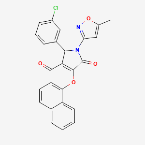 molecular formula C25H15ClN2O4 B14082425 8-(3-Chlorophenyl)-9-(5-methyl-1,2-oxazol-3-yl)-8,9-dihydrobenzo[7,8]chromeno[2,3-c]pyrrole-7,10-dione 