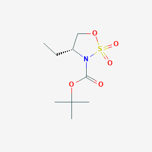 molecular formula C9H17NO5S B1408250 (R)-叔丁基 4-乙基-1,2,3-恶噻唑烷-3-羧酸酯 2,2-二氧化物 CAS No. 1417287-40-1