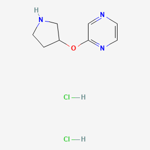 molecular formula C8H13Cl2N3O B1408258 2-(Pyrrolidin-3-yloxy)pyrazine dihydrochloride CAS No. 2034153-40-5