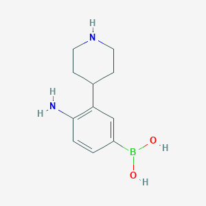 molecular formula C11H17BN2O2 B14082600 (4-Amino-3-(piperidin-4-yl)phenyl)boronic acid 