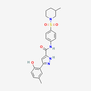 molecular formula C23H26N4O4S B14082628 5-(2-hydroxy-5-methylphenyl)-N-{4-[(3-methylpiperidin-1-yl)sulfonyl]phenyl}-1H-pyrazole-3-carboxamide 