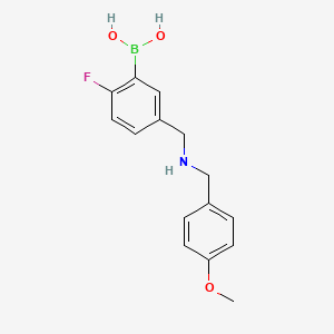 molecular formula C15H17BFNO3 B1408264 (2-Fluoro-5-(((4-methoxybenzyl)amino)methyl)phenyl)boronic acid CAS No. 1704121-17-4