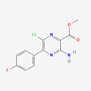 molecular formula C12H9ClFN3O2 B14082658 Methyl 3-amino-6-chloro-5-(4-fluorophenyl)pyrazine-2-carboxylate 