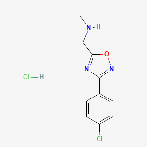 molecular formula C10H11Cl2N3O B1408270 {[3-(4-Chlorophenyl)-1,2,4-oxadiazol-5-yl]methyl}methylamine hydrochloride CAS No. 1638612-54-0