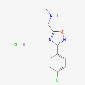 molecular formula C10H11Cl2N3O B1408270 Clorhidrato de {[3-(4-clorofenil)-1,2,4-oxadiazol-5-il]metil}metilamina CAS No. 1638612-54-0