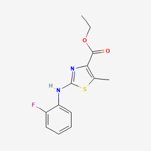 molecular formula C13H13FN2O2S B1408282 2-(2-Fluorophenylamino)-5-methylthiazole-4-carboxylic acid ethyl ester CAS No. 1774291-74-5