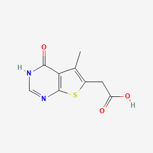 molecular formula C9H8N2O3S B14082823 Thieno(2,3-d)pyrimidine-6-acetic acid, 3,4-dihydro-5-methyl-4-oxo- CAS No. 105523-01-1