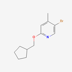 molecular formula C12H16BrNO B1408285 5-Bromo-2-(cyclopentylmethoxy)-4-methylpyridine CAS No. 1771977-71-9