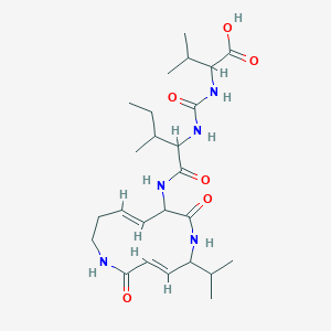 molecular formula C25H41N5O6 B14082955 2-[[1-[[(3E,9E)-2,7-dioxo-5-propan-2-yl-1,6-diazacyclododeca-3,9-dien-8-yl]amino]-3-methyl-1-oxopentan-2-yl]carbamoylamino]-3-methylbutanoic acid 