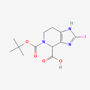 molecular formula C12H16IN3O4 B1408296 5-(tert-Butoxycarbonyl)-2-iodo-4,5,6,7-tetrahydro-1H-imidazo[4,5-c]pyridine-4-carboxylic acid CAS No. 1858240-16-0