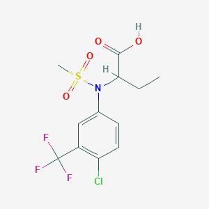 molecular formula C12H13ClF3NO4S B1408299 2-[[4-Chloro-3-(trifluoromethyl)phenyl](methylsulfonyl)amino]butanoic acid CAS No. 1858240-57-9