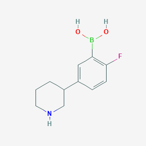 molecular formula C11H15BFNO2 B14083076 (2-Fluoro-5-(piperidin-3-yl)phenyl)boronic acid 