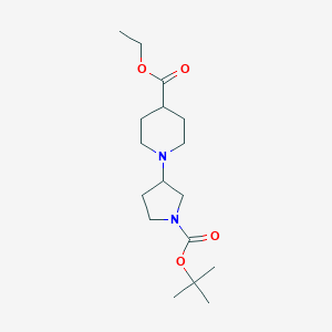 molecular formula C17H30N2O4 B1408308 t-Butyl 3-[4-(ethoxycarbonyl)piperidin-1-yl]pyrrolidine-1-carboxylate CAS No. 1440535-57-8