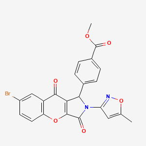 molecular formula C23H15BrN2O6 B14083120 Methyl 4-[7-bromo-2-(5-methyl-1,2-oxazol-3-yl)-3,9-dioxo-1,2,3,9-tetrahydrochromeno[2,3-c]pyrrol-1-yl]benzoate 