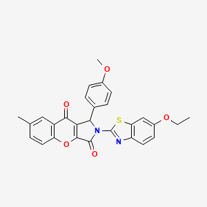 molecular formula C28H22N2O5S B14083263 2-(6-Ethoxy-1,3-benzothiazol-2-yl)-1-(4-methoxyphenyl)-7-methyl-1,2-dihydrochromeno[2,3-c]pyrrole-3,9-dione 