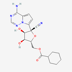 molecular formula C19H23N5O5 B14083366 [(2R,3S,4R,5R)-5-(4-aminopyrrolo[2,1-f][1,2,4]triazin-7-yl)-5-cyano-3,4-dihydroxyoxolan-2-yl]methyl cyclohexanecarboxylate 