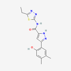 molecular formula C16H17N5O2S B14083368 N-(5-ethyl-1,3,4-thiadiazol-2-yl)-5-(2-hydroxy-4,5-dimethylphenyl)-1H-pyrazole-3-carboxamide 