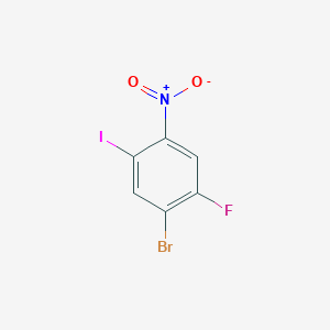 molecular formula C6H2BrFINO2 B14083378 1-Bromo-2-fluoro-5-iodo-4-nitrobenzene 