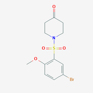 molecular formula C12H14BrNO4S B1408339 1-((5-Bromo-2-methoxyphenyl)sulfonyl)piperidin-4-one CAS No. 1704081-19-5