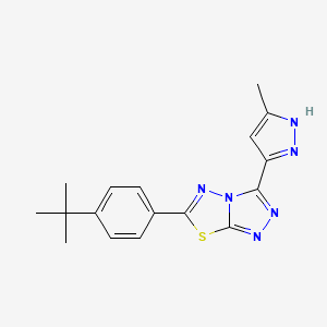 molecular formula C17H18N6S B14083405 6-(4-tert-butylphenyl)-3-(3-methyl-1H-pyrazol-5-yl)[1,2,4]triazolo[3,4-b][1,3,4]thiadiazole 