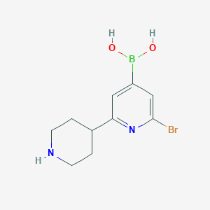 molecular formula C10H14BBrN2O2 B14083438 (2-Bromo-6-(piperidin-4-yl)pyridin-4-yl)boronic acid 