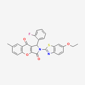 molecular formula C27H19FN2O4S B14083457 2-(6-Ethoxy-1,3-benzothiazol-2-yl)-1-(2-fluorophenyl)-7-methyl-1,2-dihydrochromeno[2,3-c]pyrrole-3,9-dione 