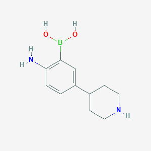 molecular formula C11H17BN2O2 B14083496 (2-Amino-5-(piperidin-4-yl)phenyl)boronic acid 