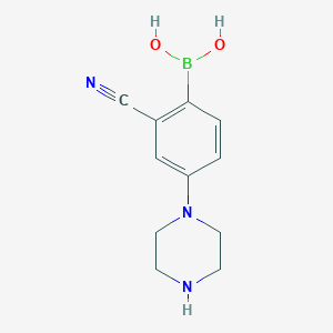 molecular formula C11H14BN3O2 B14083516 (2-Cyano-4-(piperazin-1-yl)phenyl)boronic acid 